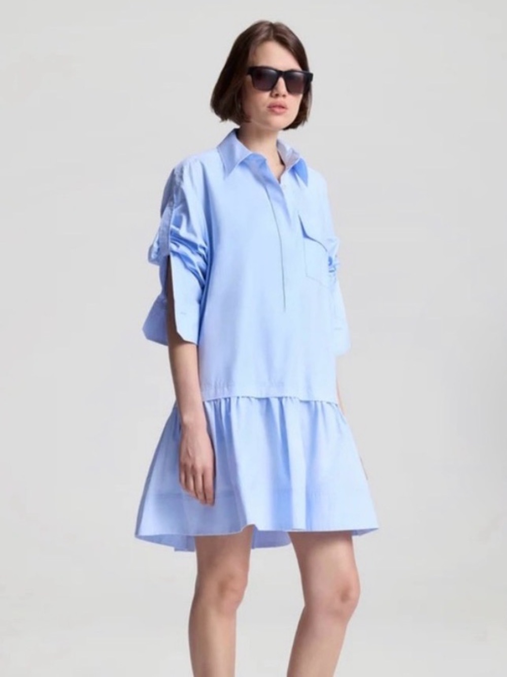 A.L.C. | Brooke Cotton Mini Shirtdress | Sky Blue | XS | NWT